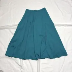 00s vintage グリーン フレアスカート ロング シンプル とろみ素材
