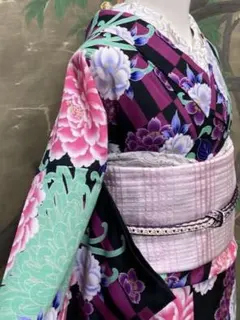 ふりふ 洗える浴衣 セオα セオアルファ ポリエステル100検索 撫松庵 花
