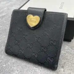 GUCCI グッチ　折り財布　キャンバス　黒　ブラック　GG総柄