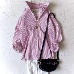 フランクアンドアイリーン 希少Mサイズ バリー ストライプ スキッパー シャツ