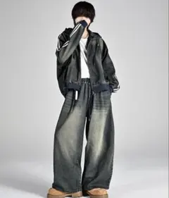 ラインスリーブトラックジップパーカージャケット/ Mサイズ セットアップ