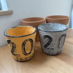 植木鉢　ガーデニング　柄あり２個　素焼き２個