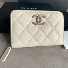 CHANEL シャネル 25SS ジップ コインパース　ミニ財布　ライトベージュ
