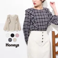 新品タグ付き　Honeysハニーズ 大人可愛いフリル使いブラウス Mサイズ