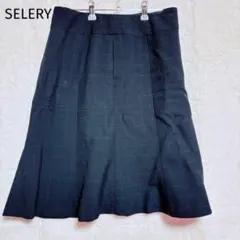 【セロリー】フレアスカート13 黒 オフィス ラメ入り オフィス 通勤のサムネイル