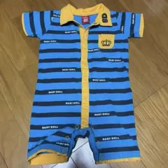 美品ベビードールBABY DOLL ボーダーロンパースカバーオール90㎝