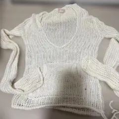 F*読様 Abercrombie and Fitch ホワイトメッシュセーター