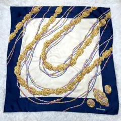 【美品】 トラサルディ　スカーフ　大判　ビッグ　総柄　ネックレス　絵画風