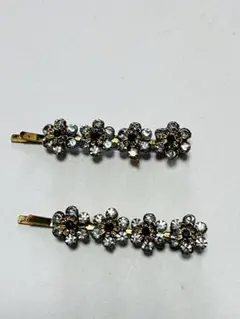 花クリスタル装飾ヘアピン2個セット