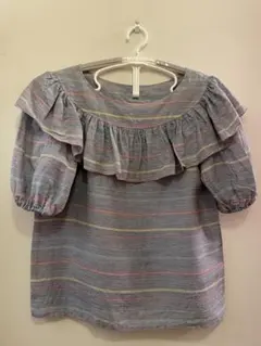 イヴ・サンローランシルク混フリルブラウス