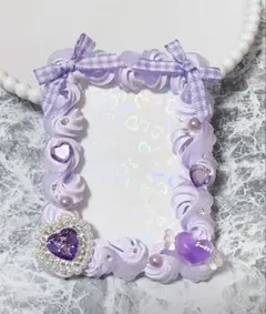 ホイップデコ トレカケースデコ B8 紫 パープル ハート リボンTC-53