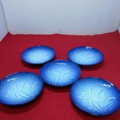 １１７９蔵出し　有田焼　萬泉窯　菖蒲かな？小皿５枚　直径約10cm