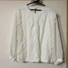 レディース　大きいサイズ　キャビー 長袖フリルドット　ブラウス　3L