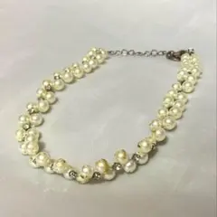 訳あり‥清楚なパールネックレス　ホワイト　白　　ネックレス　留め具調節できます
