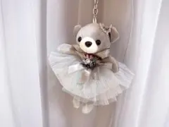 くま ラインストーン マスコット キーホルダー ベア ぬいぐるみ ③グレー