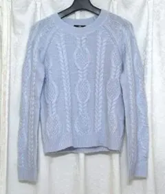 H&M　ライトブルー ケーブルニットセーター　 長袖