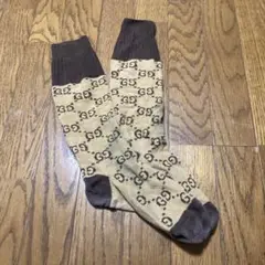 GGロゴ ハイソックス ベージュブラウン