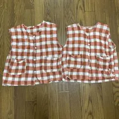 ノースリーブ Tシャツ 110 120 重ね着 チェック はおり 女の子　姉妹