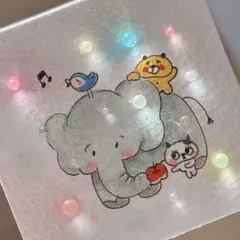【優しいゾウ】手のひらグラスアート　イラスト　水彩画　原画
