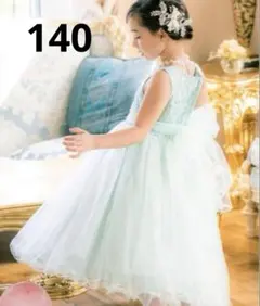 キャサリンコテージ　レーススパンコール　チュールドレス　ミントグリーン　140