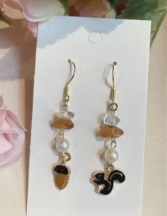 ピアス　ハンドメイド　天然石　金属アレルギー対応　コットンパール