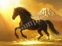 開運】九頭馬の絵 B5サイズ｜風水で万事馬九（うまく）いく！ 玄関右側