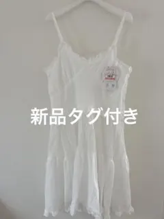 新品　しまむら　ティアードミニワンピース　ホワイト　Mのサムネイル