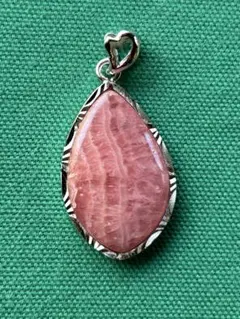 インカローズ ピンクドロップ型ペンダントトップシルバー製 未使用