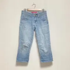 ⭐【ユニクロ】UNIQLOストレートデニム ライトブルー 丈短め レディースXS