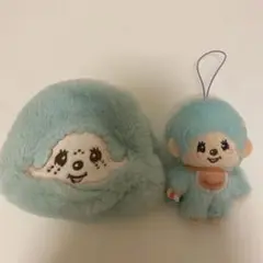 モンチッチ　もこもこポーチ カラフルマスコット セット エメラルドグリーン