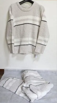 ジェラートピケ☆4ボーダープルオーバー&ロングパンツ2点「29日迄限定特別価格」