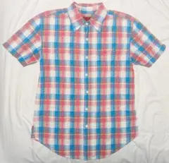 リーバイスレッドタブ チェック柄 半袖シャツ 赤 青 M
