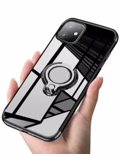 iPhone12promaxケース リング付き　クリアケース　スタンド