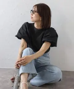 Bonjour Sagan異素材パフスリーブカットソー