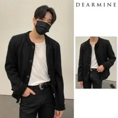 ブラック ノーカラージャケット ツイード　DEARMINE 定価1.2万