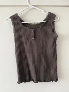 《RETRO GIRL》リブ編みブラウンタンクトップ M サイズ