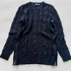 ポロラルフローレン 長袖ニット ケーブル編み セーター ブラック Mサイズ