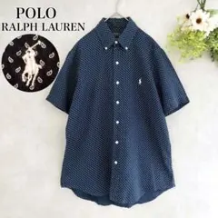 ポロラルフローレン　リネン　麻　ペイズリー　シャツ　半袖　現行　ポニー　刺繍