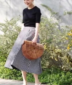 IENA Pe/Co ギンガムチェックスカート　ボリュームスカート