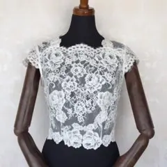 極美品✨エルマンノシェルヴィーノ 立体刺繍 半袖シアーブラウス
