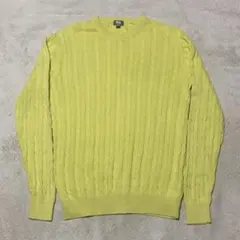 ユニクロ コットンカシミヤ クルーネックセーター 長袖 グリーン系 Mサイズ