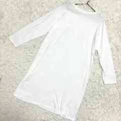 ikka ロングtシャツ ロンT ラウンドネック　無地　シンプル　ワンピ　（M）