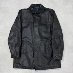 古着 00s ギャップ カーコート レザージャケット 革 ブラック 黒 ④
