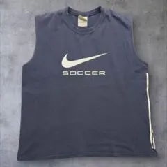 00s Nike SOCCER ノースリーブタンクトップ ネイビー センターロゴのサムネイル