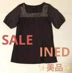 【美品】INED チョコレートブラウン　カットソー　ブラウス　プリーツ