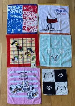 SNOOPY スヌーピー ハンドタオル5枚＋ハンカチ1枚　計6枚セット