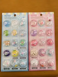 カプセルパッケージデコパーツ2枚セット3D硬めうるちゅる　動物生き物ピンクブルー