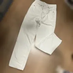 ホワイトコットンストレートパンツ S GU