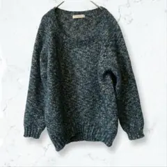 a3414 ローリーズファーム ニット ブルー L 厚手 ミックスカラー 秋冬