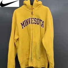 【NIKE】(ナイキ) 刺繍ジップアップパーカー 黄 US古着